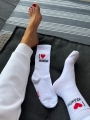 Sportowe skarpetki białe ribowane I LOVE KRAKÓW