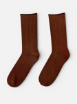 Kolorowe skarpetki rude o strukturze prążka bezuciskowe