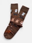 Kolorowe skarpetki brązowe w pieski