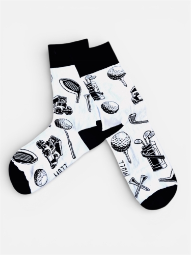 Kolorowe skarpetki białe z motywami golfowymi