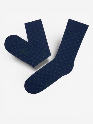 Kolorowe skarpetki granatowe w zielone groszki