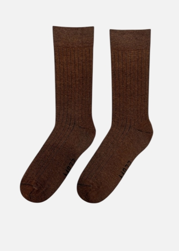Kolorowe skarpetki prążkowane kasztanowe