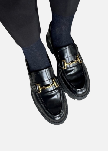 Skarpetki granatowe z bawełny merceryzowanej ażurowe