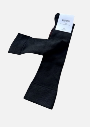 Podkolanówki czarne z bawełny merceryzowanej ażurowe