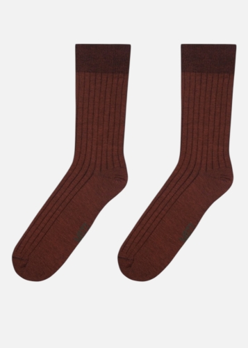 Klasyczne skarpetki miedziane z bawełny merceryzowanej prążkowane