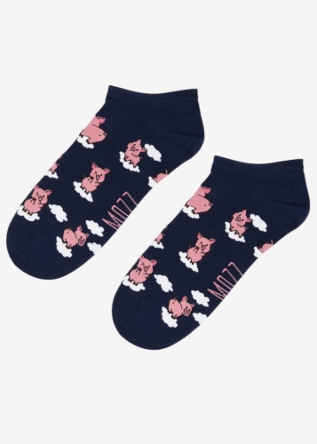 Kolorowe stopki granatowe w świnki