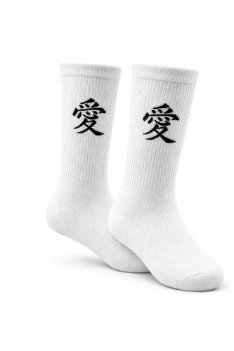 Sportowe skarpetki białe ribowane LOVE