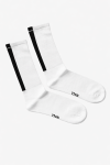 Sportowe skarpetki białe ribowane z czarnym paskiem