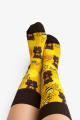 Kolorowe skarpetki żółte z misiami i pszczółkami