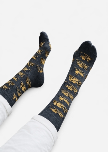 Kolorowe skarpetki szare w motocykle