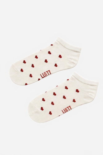 Kolorowe stopki ecru w serca