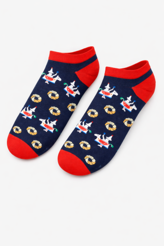 Kolorowe stopki granatowe w pieski