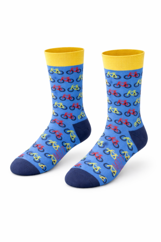 Kolorowe skarpetki niebieskie w rowery