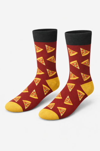 Kolorowe skarpetki bordowe Pizza slice