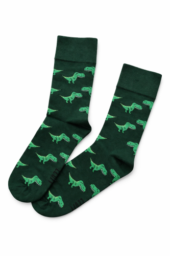 Kolorowe skarpetki zielone w dinozaury