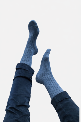 Kolorowe skarpetki prążkowane w kolorze dżinsu