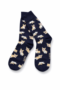 Kolorowe skarpetki granatowe w Pieski Corgi
