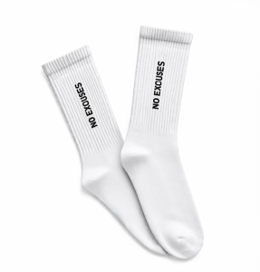 Białe sportowe skarpetki ribowane NO EXCUSES
