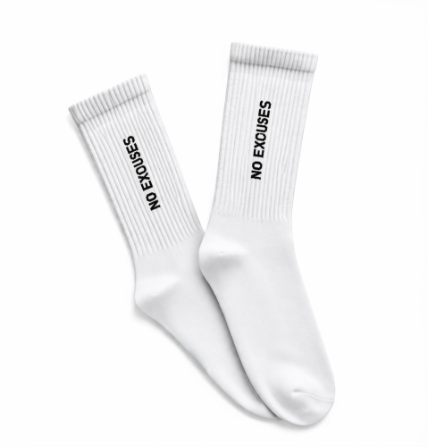 Białe sportowe skarpetki ribowane NO EXCUSES