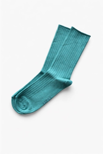 Kolorowe skarpetki turkusowe o strukturze prążka bezuciskowe