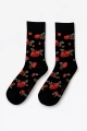 Kolorowe skarpetki czarne w czerwone róże
