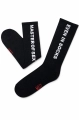 Sportowe skarpetki czarne prążkowane z napisem Master of sex even in socks