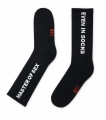 Sportowe skarpetki czarne prążkowane z napisem Master of sex even in socks